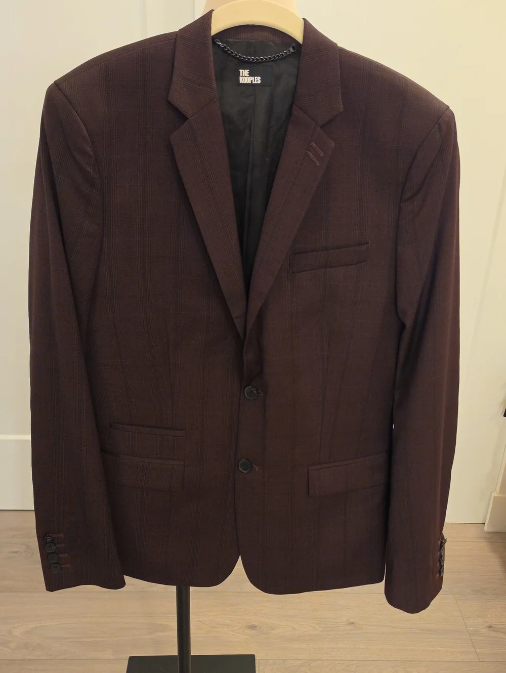 The Kooples Men's Deep Burgundy Notch-Lapel Blazer US size 36 new with tags